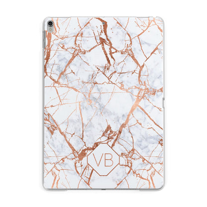 Personalised Rose Gold Vein Marble Initials Apple iPad Silver Case