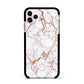 Personalised Rose Gold Vein Marble Initials Apple iPhone 11 Pro Max in Silver with Black Impact Case