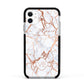 Personalised Rose Gold Vein Marble Initials Apple iPhone 11 in White with Black Impact Case
