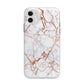 Personalised Rose Gold Vein Marble Initials Apple iPhone 11 in White with Bumper Case