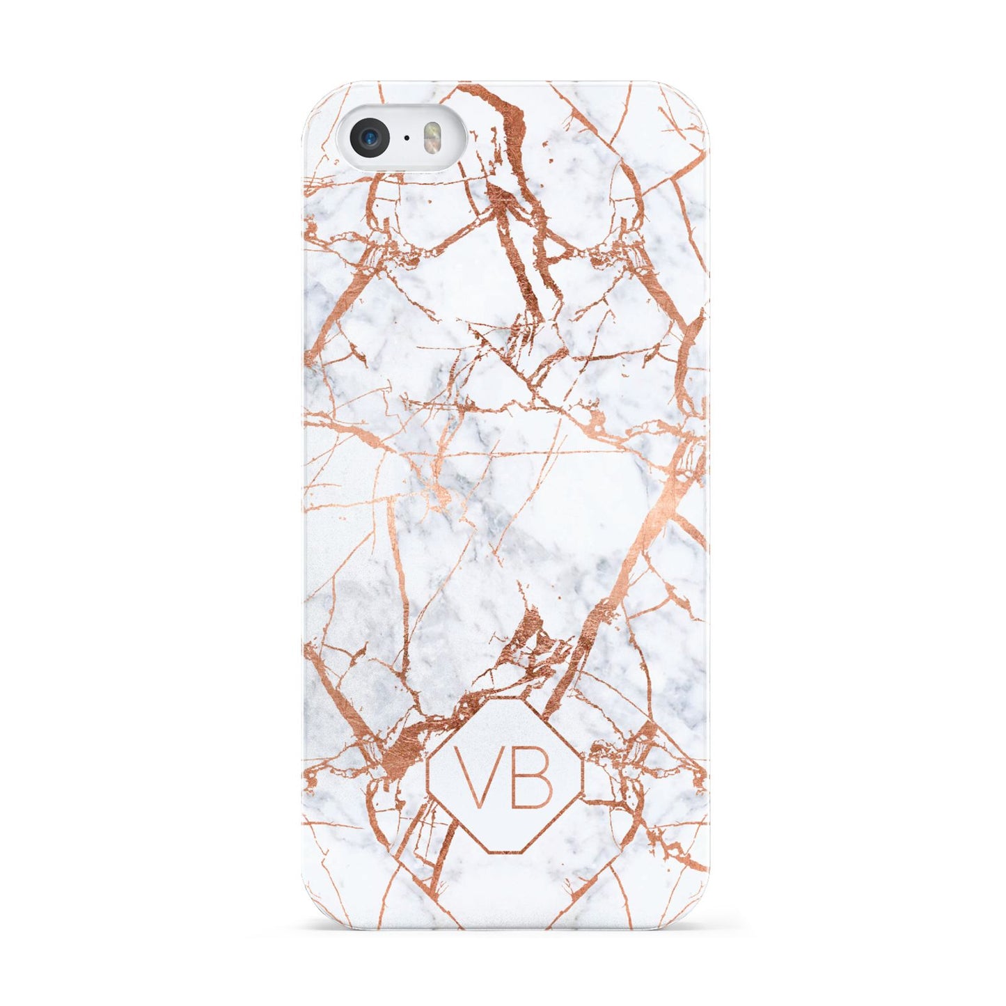 Personalised Rose Gold Vein Marble Initials Apple iPhone 5 Case