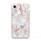 Personalised Rose Gold Vein Marble Initials Apple iPhone XR Impact Case Pink Edge on Silver Phone