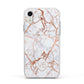 Personalised Rose Gold Vein Marble Initials Apple iPhone XR Impact Case White Edge on Silver Phone