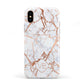 Personalised Rose Gold Vein Marble Initials Apple iPhone XS 3D Tough