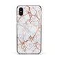 Personalised Rose Gold Vein Marble Initials Apple iPhone Xs Impact Case Black Edge on Gold Phone