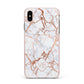 Personalised Rose Gold Vein Marble Initials Apple iPhone Xs Max Impact Case Pink Edge on Gold Phone