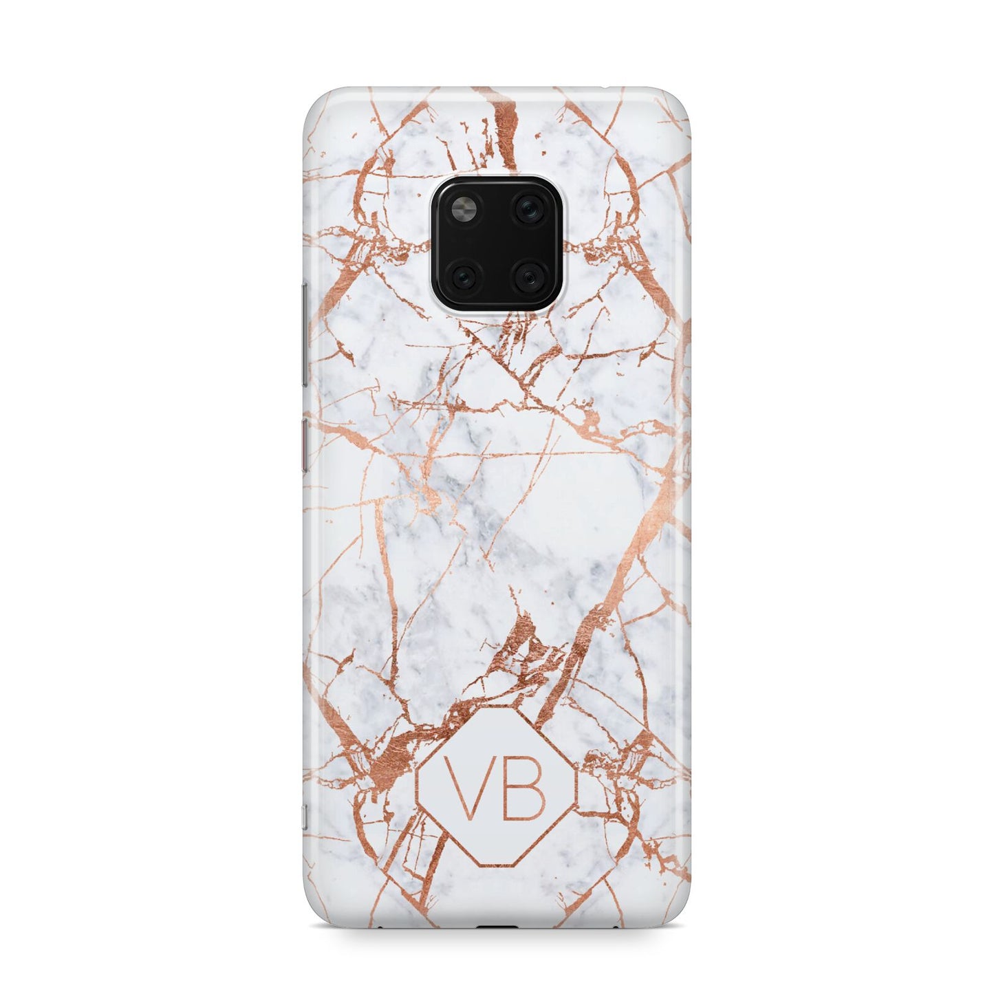 Personalised Rose Gold Vein Marble Initials Huawei Mate 20 Pro Phone Case