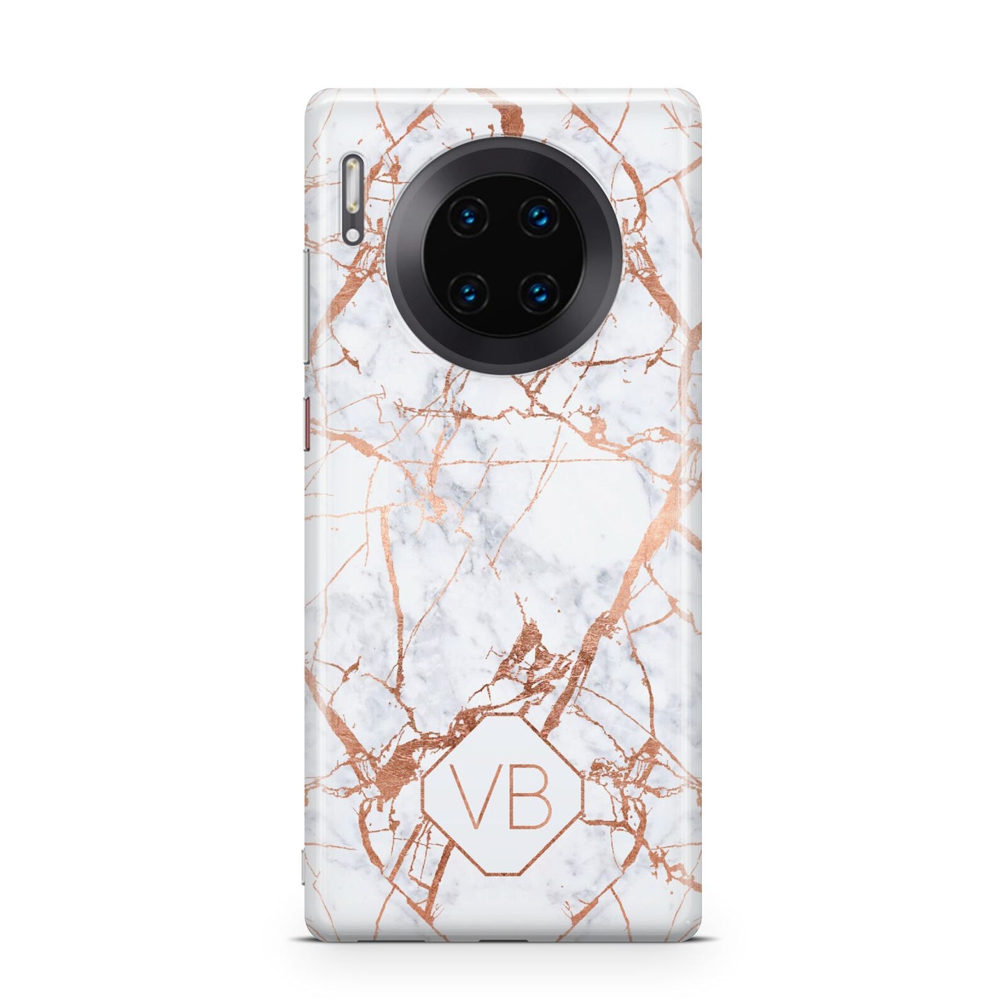 Personalised Rose Gold Vein Marble Initials Huawei Mate 30 Pro Phone Case