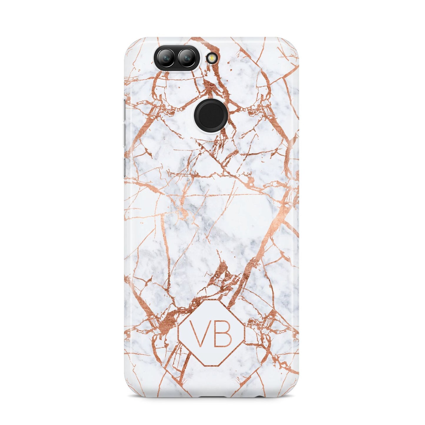 Personalised Rose Gold Vein Marble Initials Huawei Nova 2s Phone Case