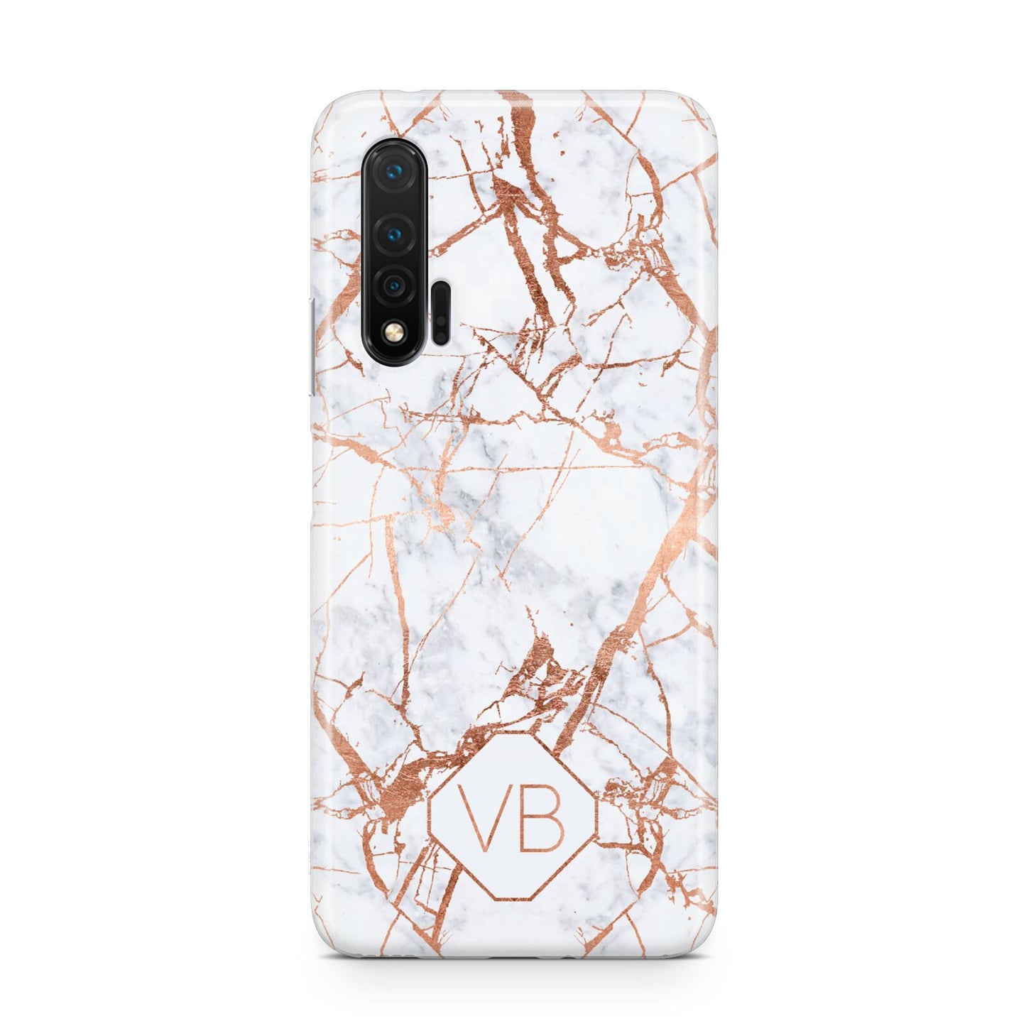 Personalised Rose Gold Vein Marble Initials Huawei Nova 6 Phone Case