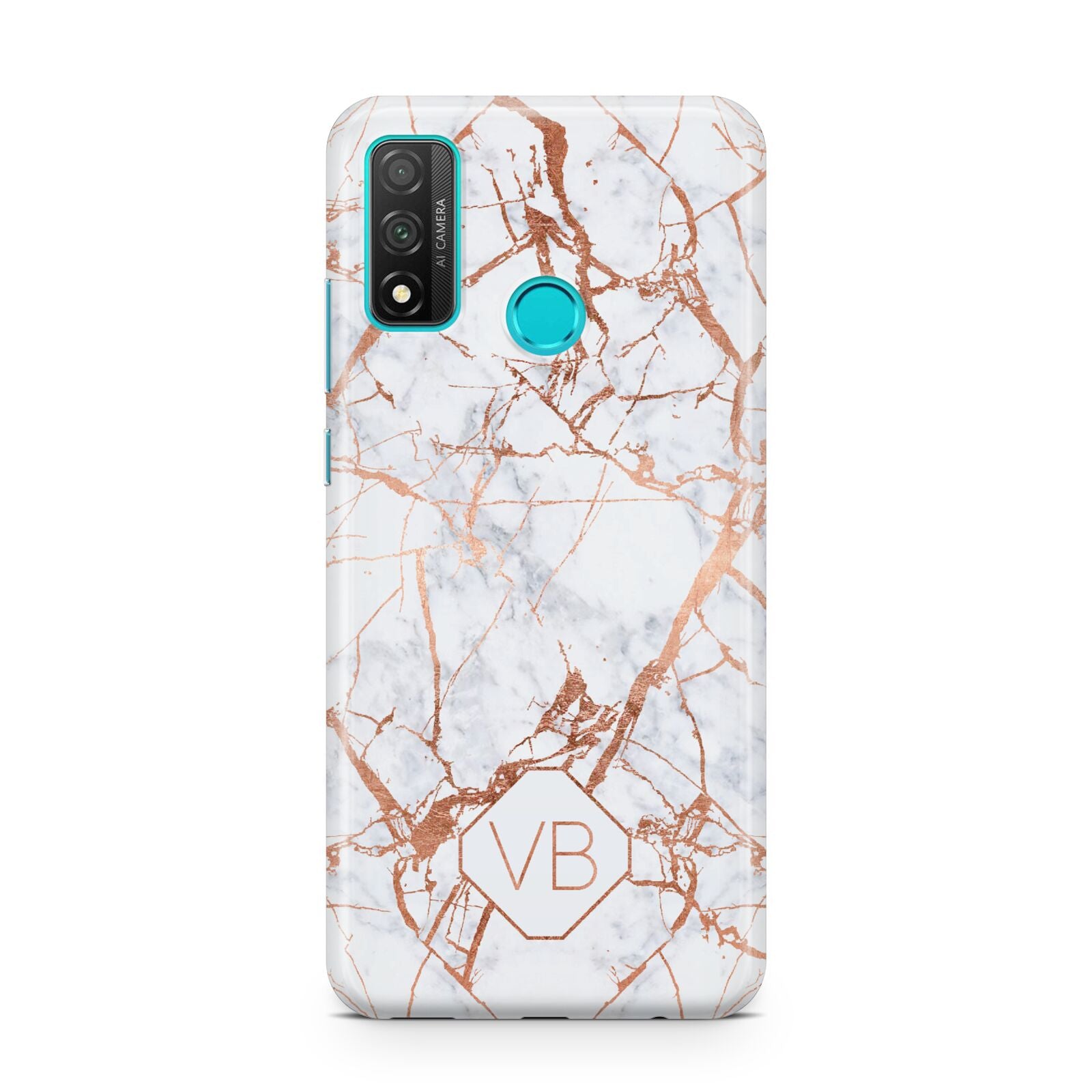Personalised Rose Gold Vein Marble Initials Huawei P Smart 2020