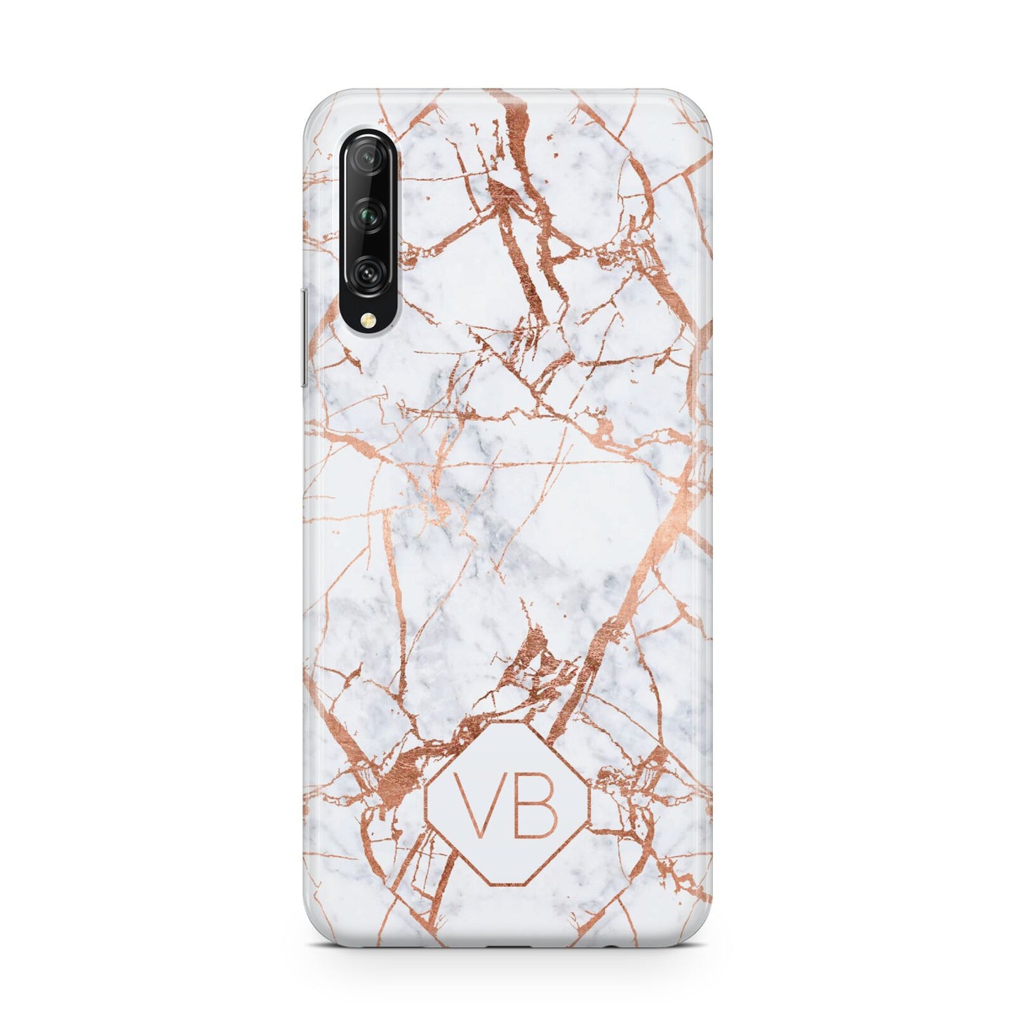 Personalised Rose Gold Vein Marble Initials Huawei P Smart Pro 2019