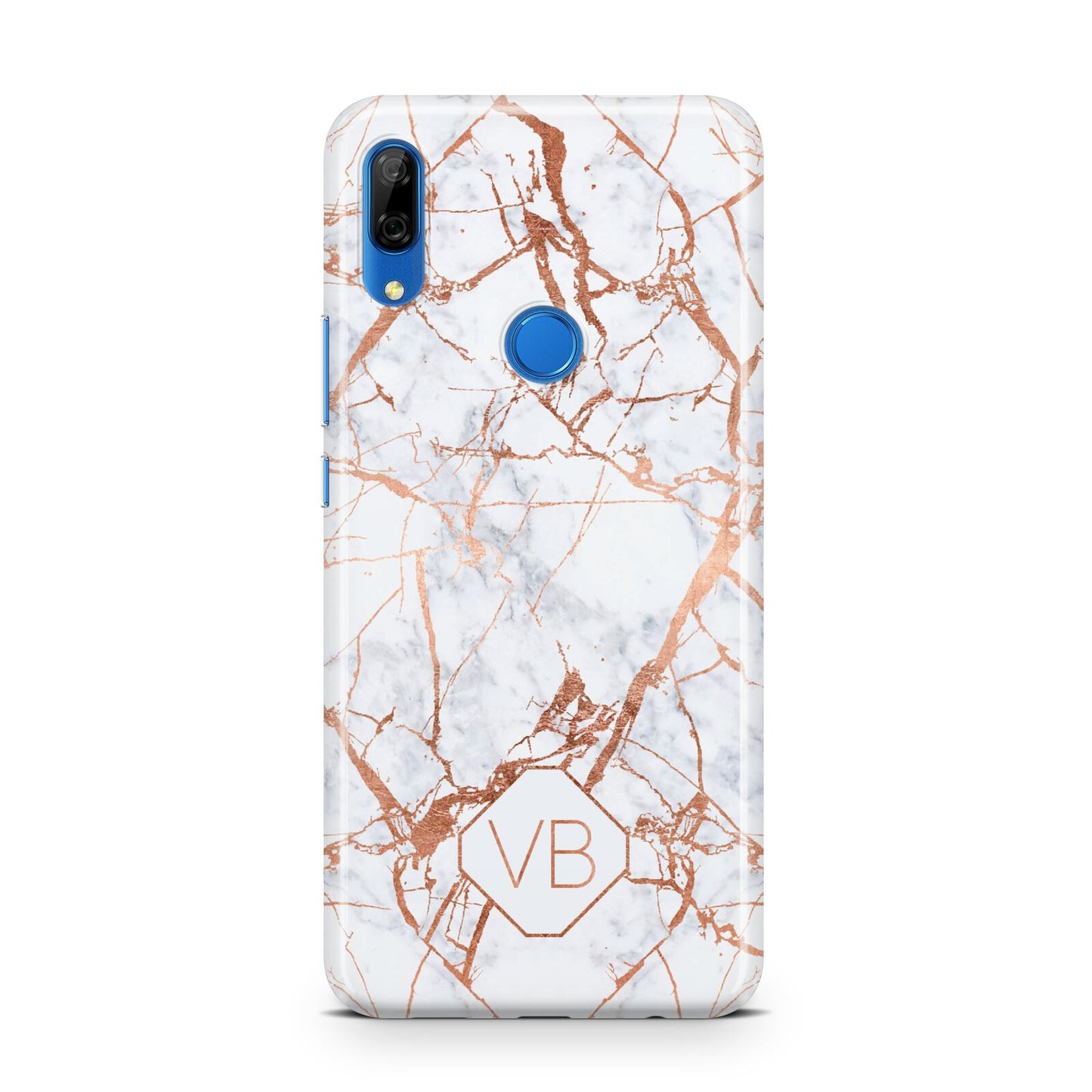 Personalised Rose Gold Vein Marble Initials Huawei P Smart Z
