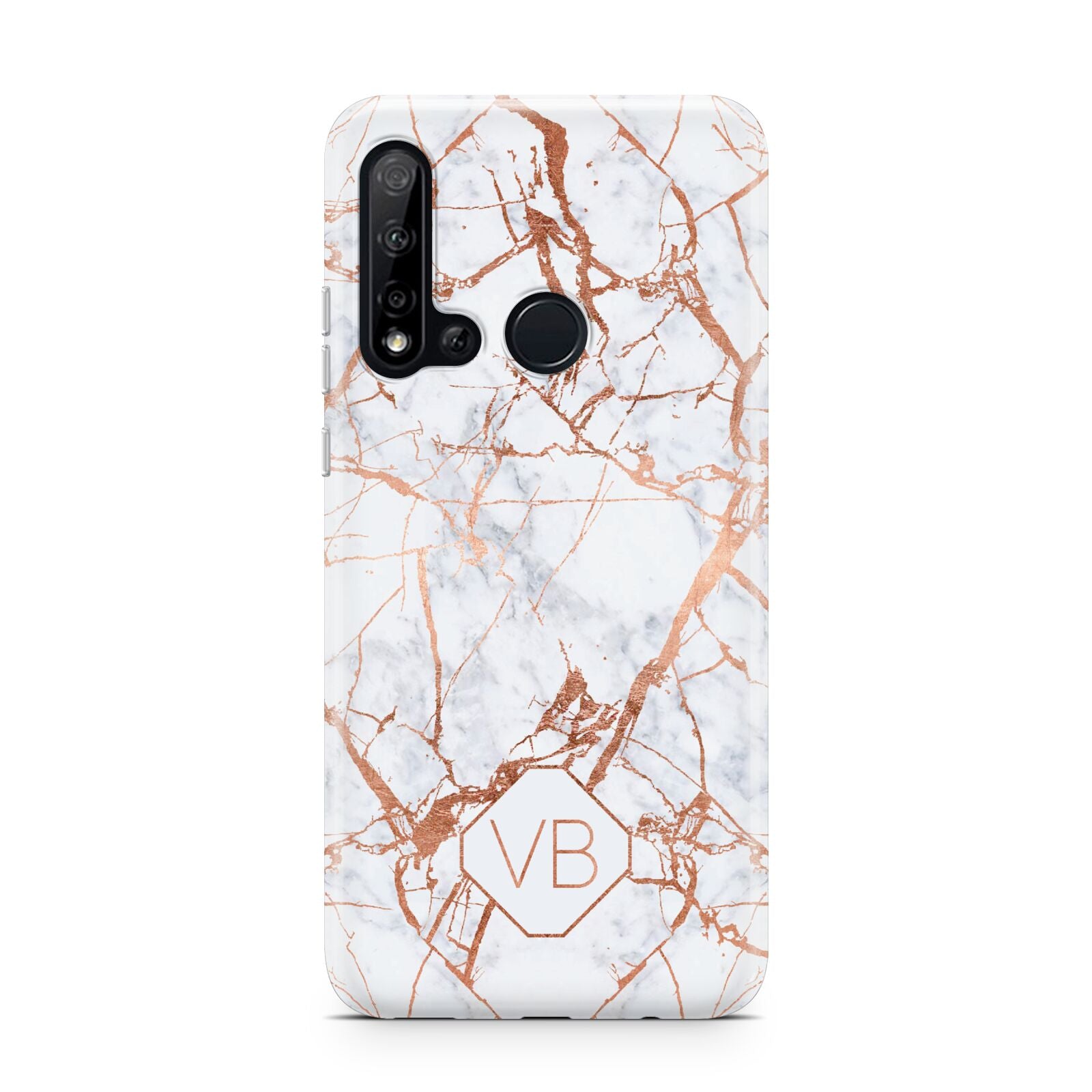 Personalised Rose Gold Vein Marble Initials Huawei P20 Lite 5G Phone Case