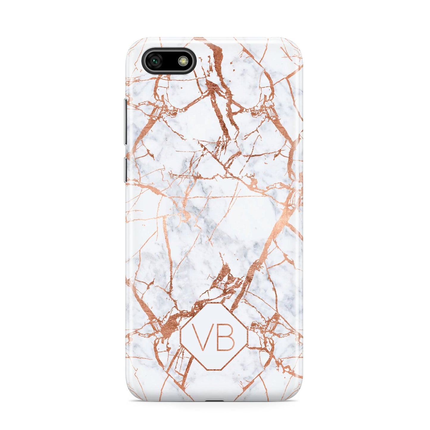 Personalised Rose Gold Vein Marble Initials Huawei Y5 Prime 2018 Phone Case