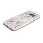 Personalised Rose Gold Vein Marble Initials Protective Samsung Galaxy Case Angled Image
