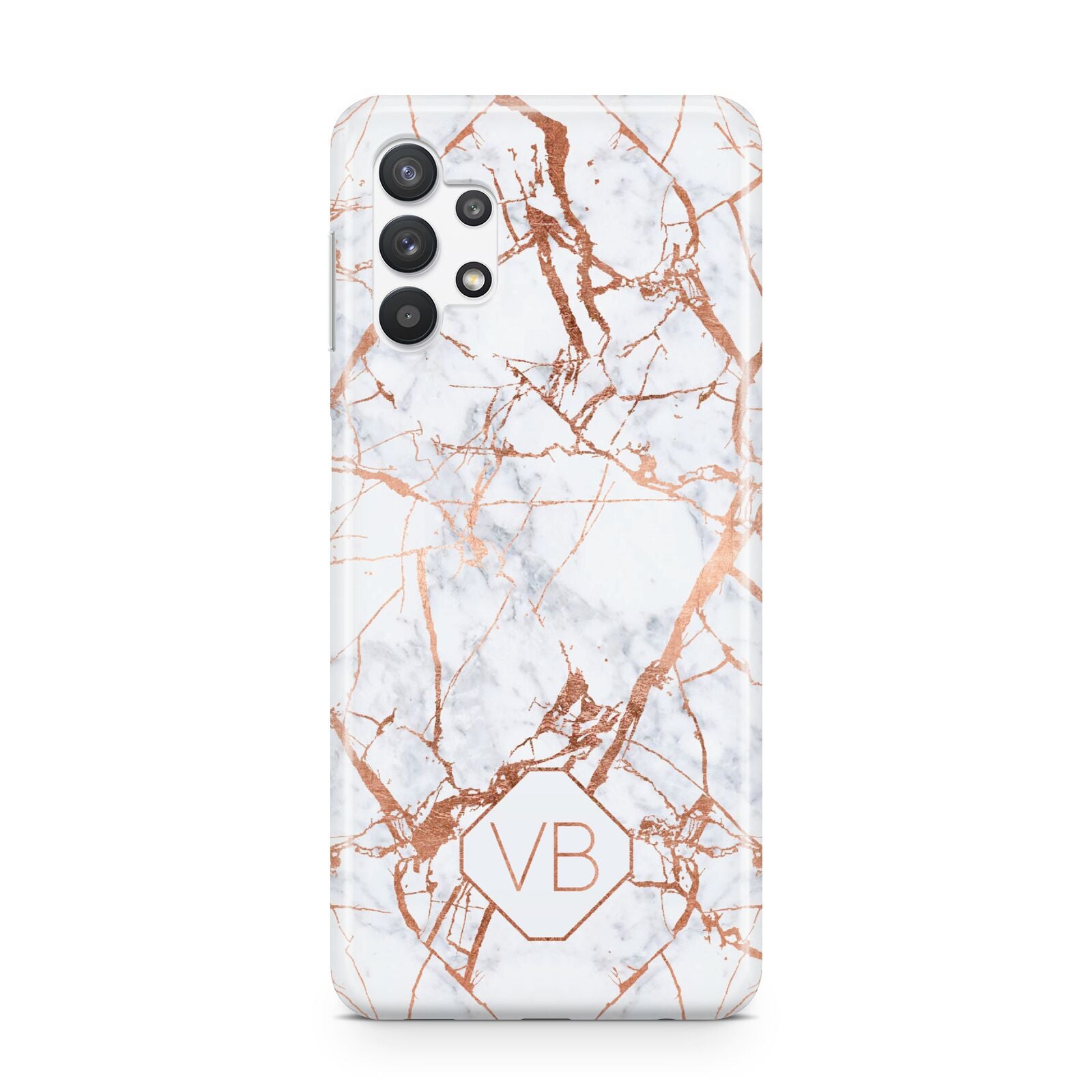 Personalised Rose Gold Vein Marble Initials Samsung A32 5G Case