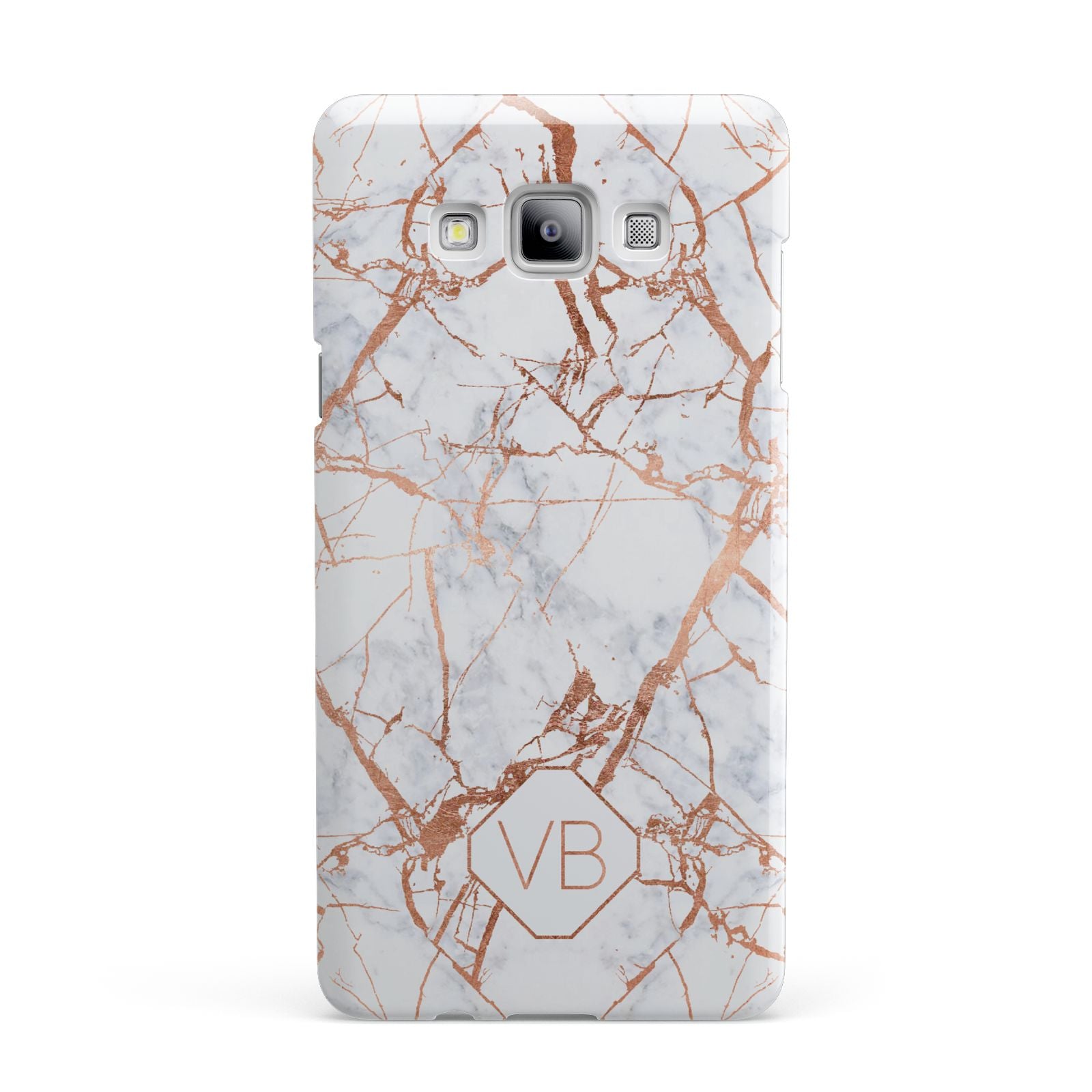 Personalised Rose Gold Vein Marble Initials Samsung Galaxy A7 2015 Case