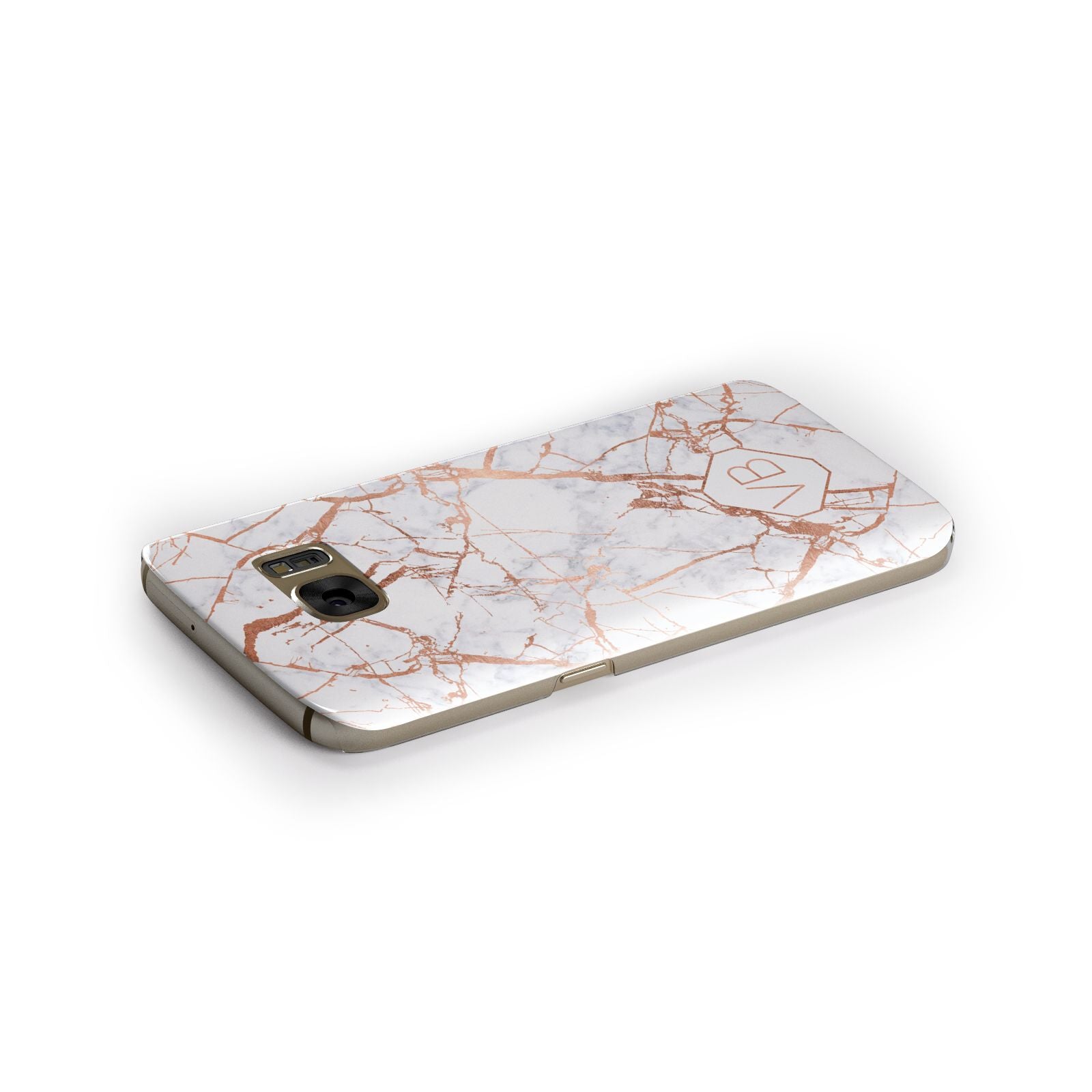 Personalised Rose Gold Vein Marble Initials Samsung Galaxy Case Side Close Up