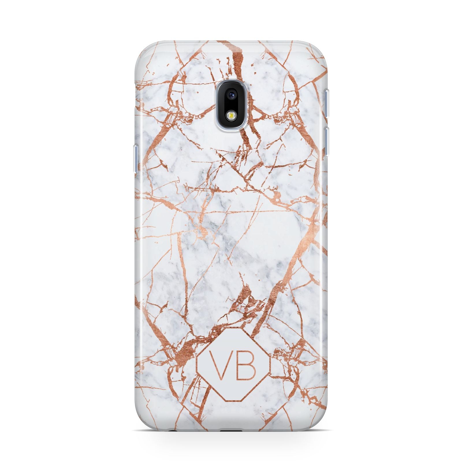 Personalised Rose Gold Vein Marble Initials Samsung Galaxy J3 2017 Case