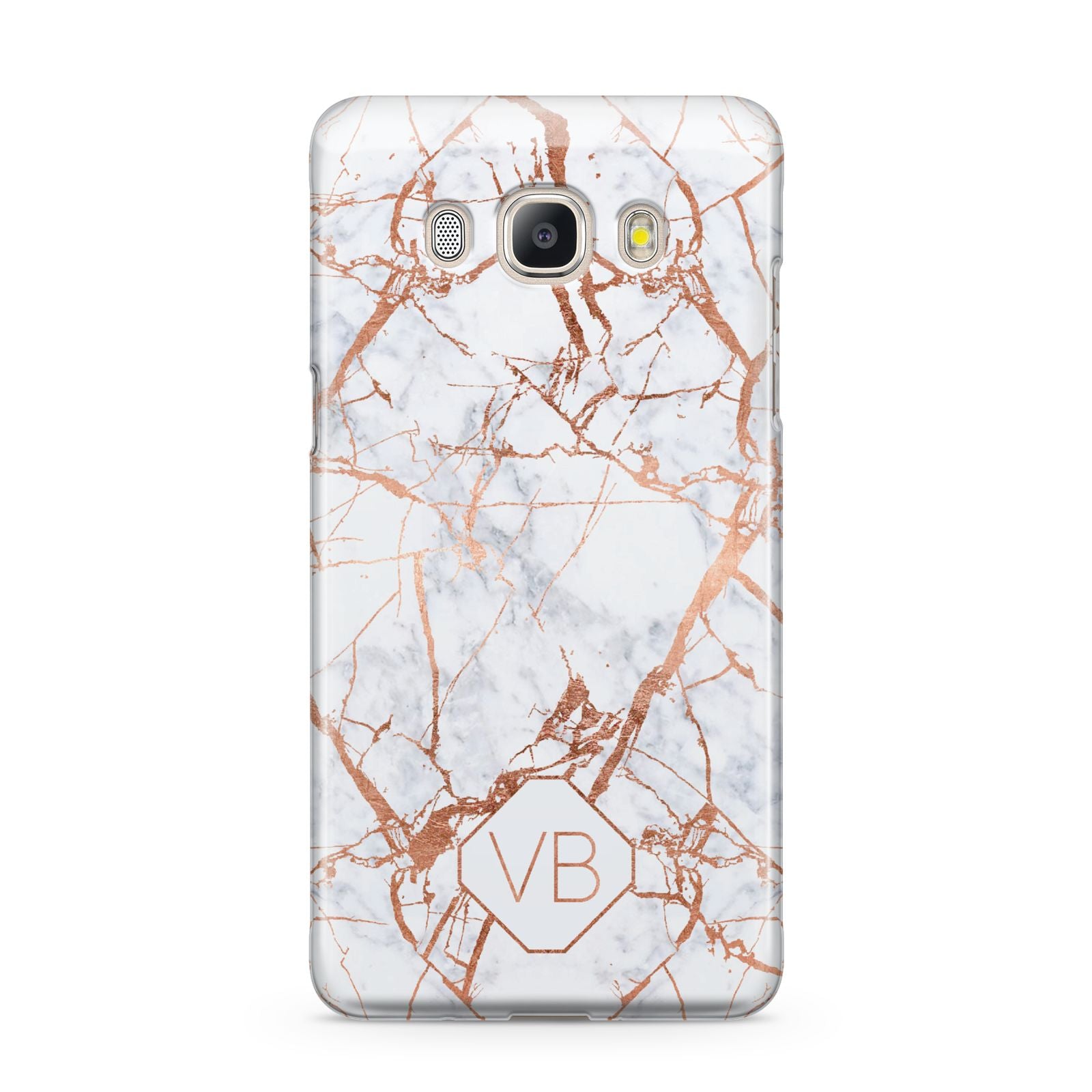 Personalised Rose Gold Vein Marble Initials Samsung Galaxy J5 2016 Case