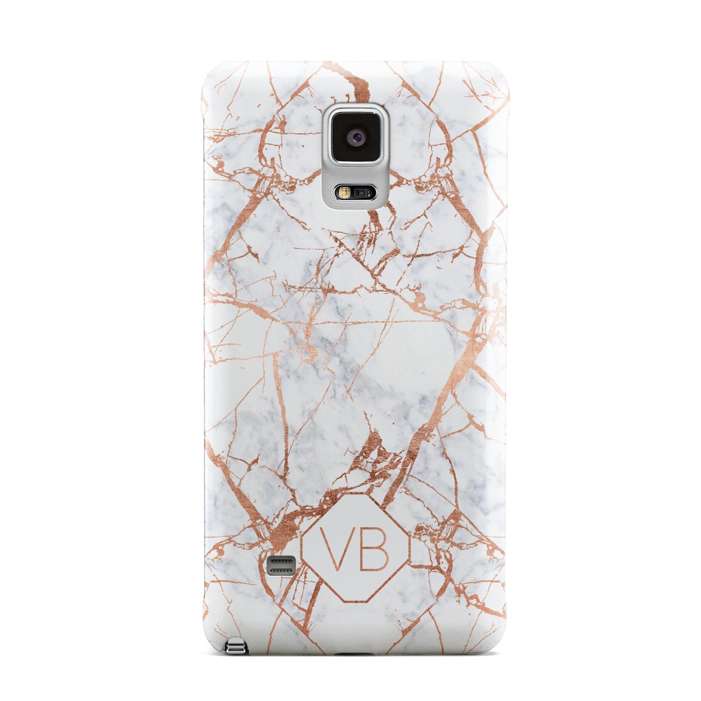 Personalised Rose Gold Vein Marble Initials Samsung Galaxy Note 4 Case