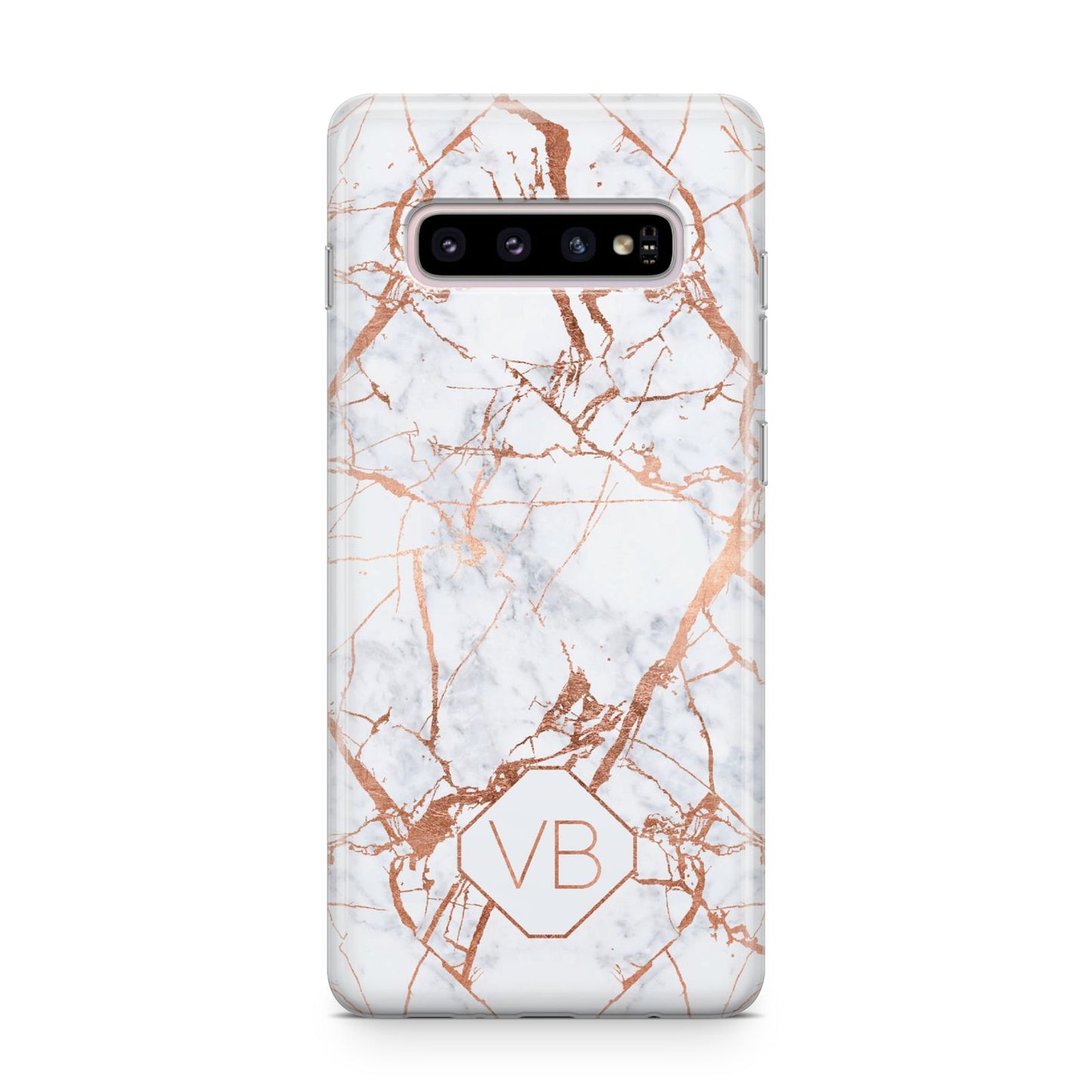 Personalised Rose Gold Vein Marble Initials Samsung Galaxy S10 Plus Case