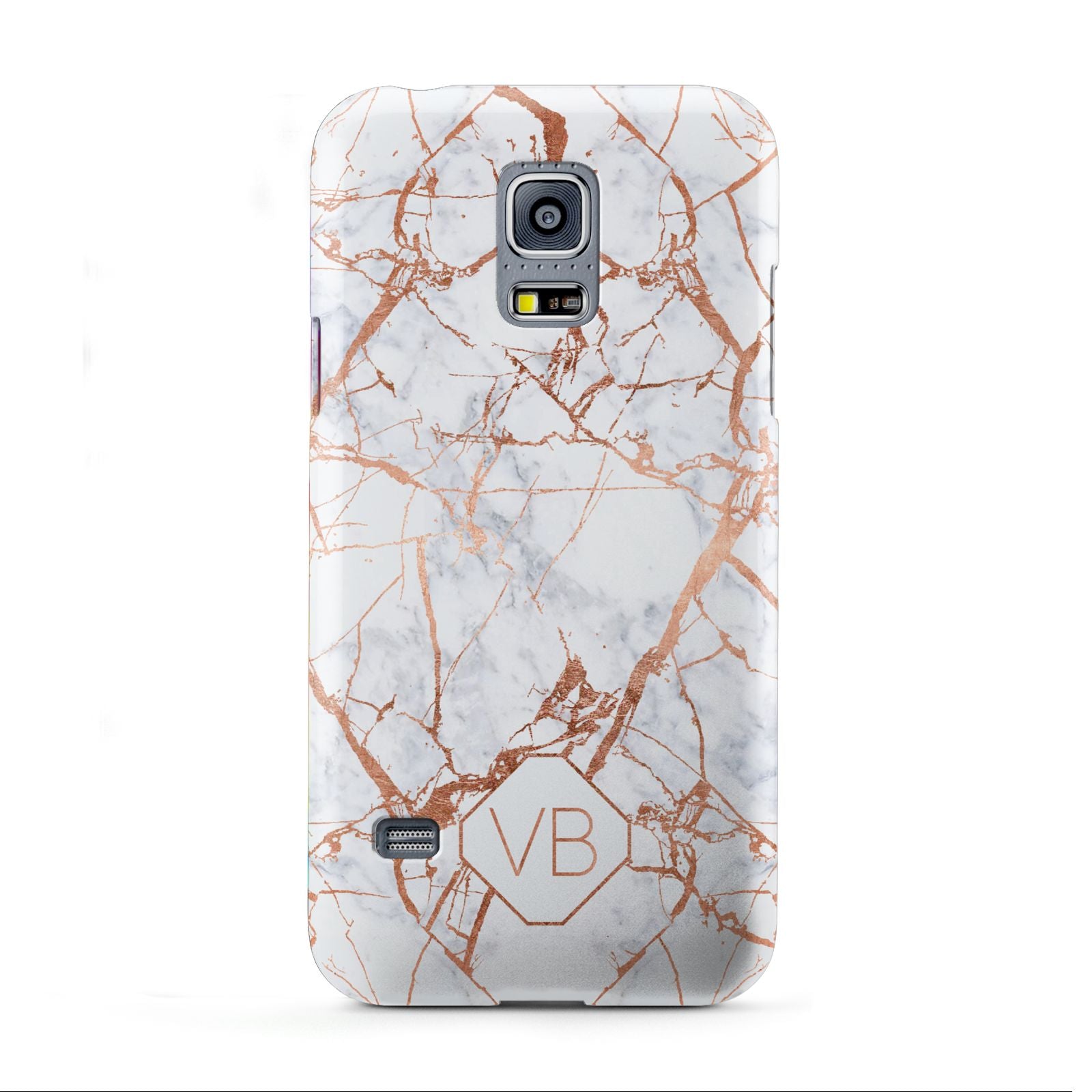 Personalised Rose Gold Vein Marble Initials Samsung Galaxy S5 Mini Case