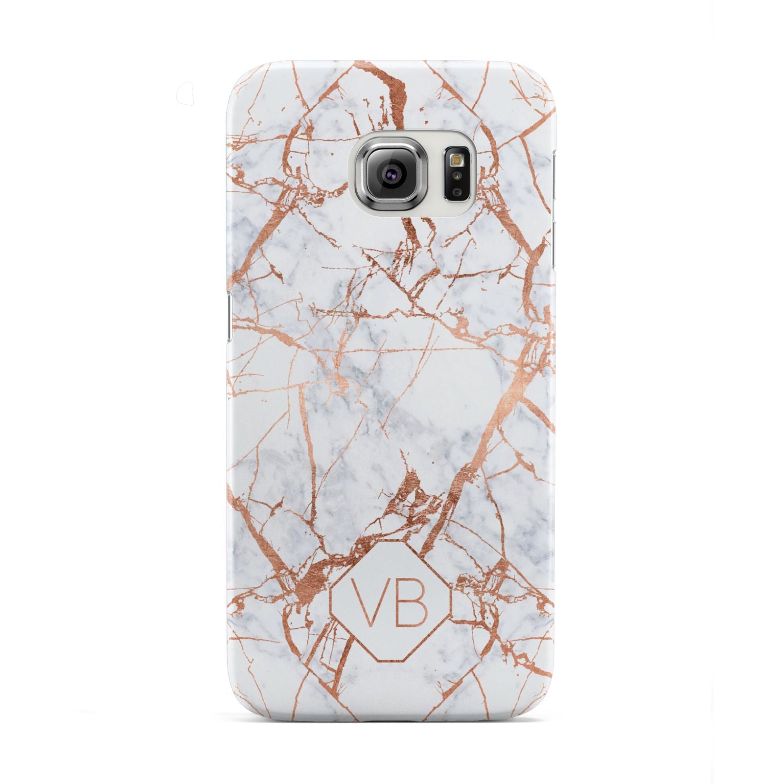 Personalised Rose Gold Vein Marble Initials Samsung Galaxy S6 Edge Case