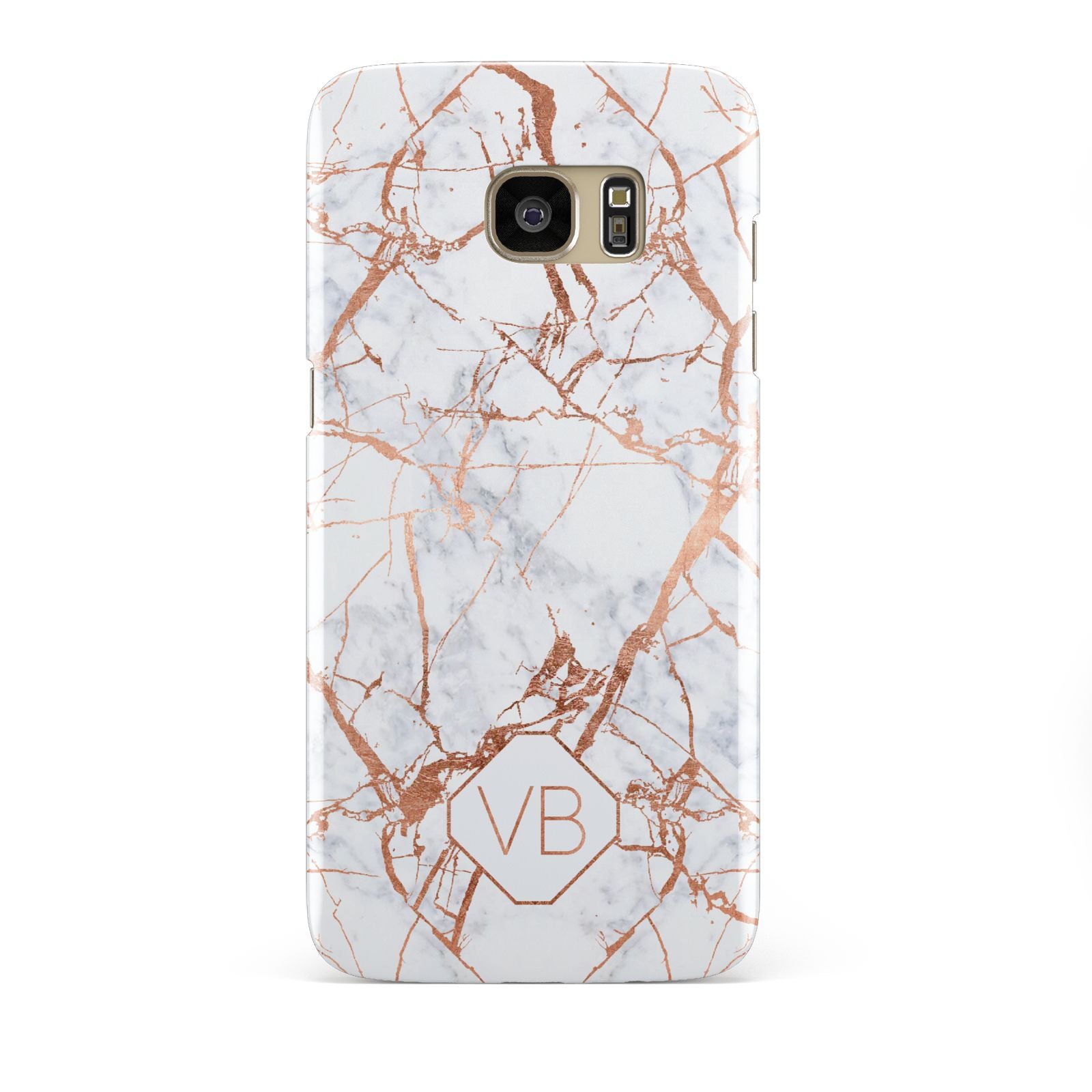 Personalised Rose Gold Vein Marble Initials Samsung Galaxy S7 Edge Case