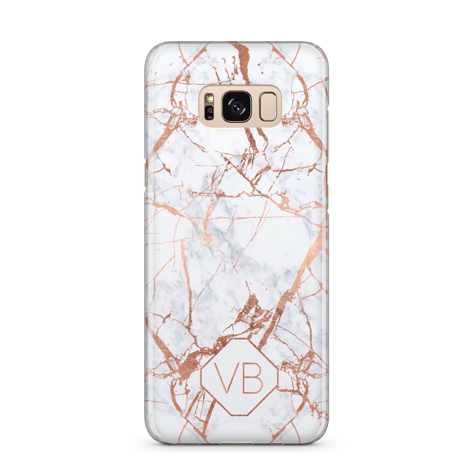 Personalised Rose Gold Vein Marble Initials Samsung Galaxy S8 Plus Case