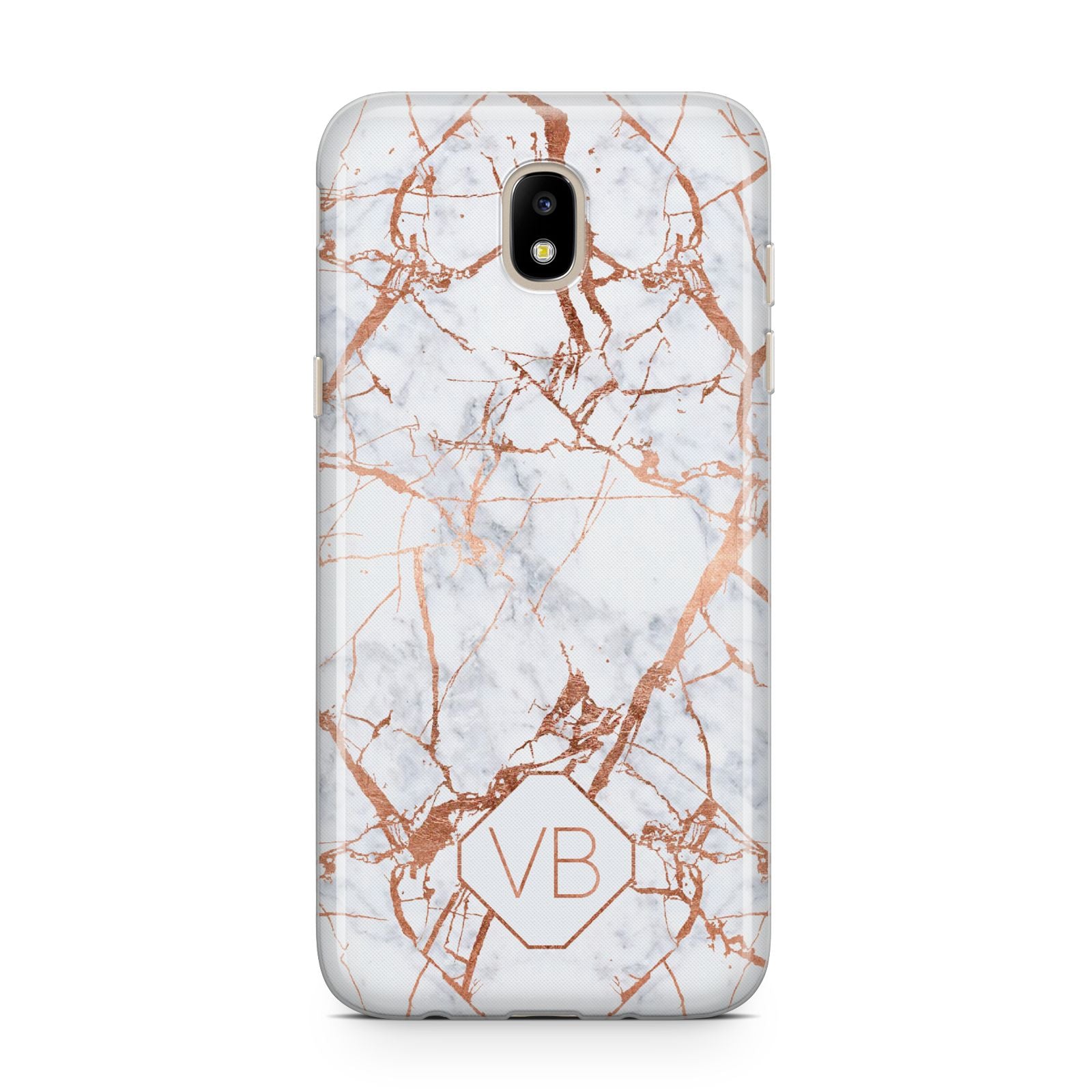 Personalised Rose Gold Vein Marble Initials Samsung J5 2017 Case