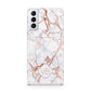 Personalised Rose Gold Vein Marble Initials Samsung S21 Plus Phone Case