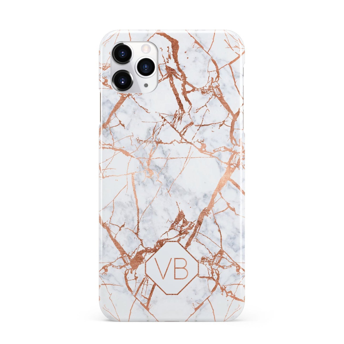 Personalised Rose Gold Vein Marble Initials iPhone 11 Pro Max 3D Snap Case