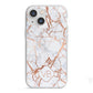 Personalised Rose Gold Vein Marble Initials iPhone 13 Mini TPU Impact Case with White Edges