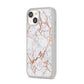 Personalised Rose Gold Vein Marble Initials iPhone 14 Clear Tough Case Starlight Angled Image