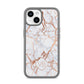 Personalised Rose Gold Vein Marble Initials iPhone 14 Clear Tough Case Starlight