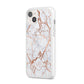 Personalised Rose Gold Vein Marble Initials iPhone 14 Plus Clear Tough Case Starlight Angled Image
