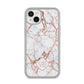 Personalised Rose Gold Vein Marble Initials iPhone 14 Plus Clear Tough Case Starlight