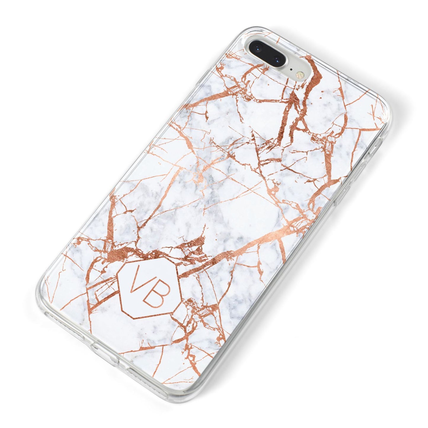 Personalised Rose Gold Vein Marble Initials iPhone 8 Plus Bumper Case on Silver iPhone Alternative Image