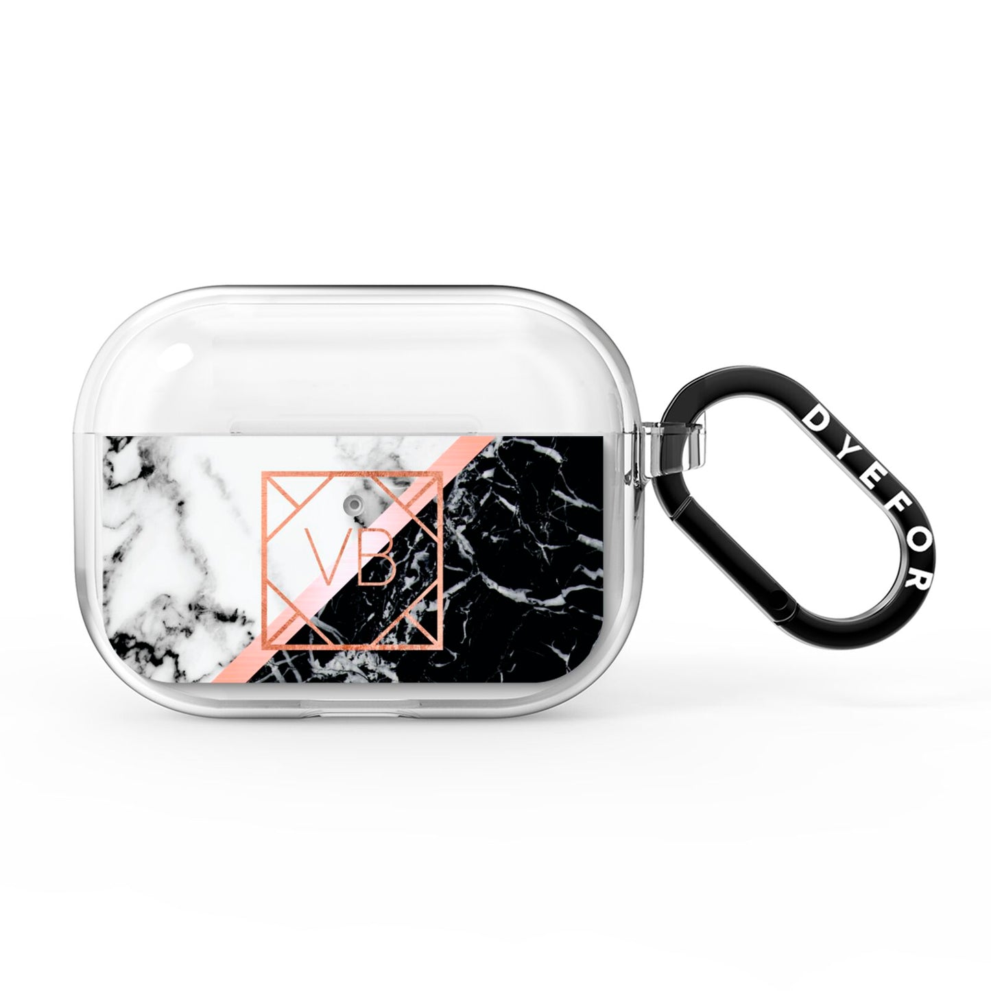 Personalised Rose Gold With Marble Initials AirPods Pro Clear Case