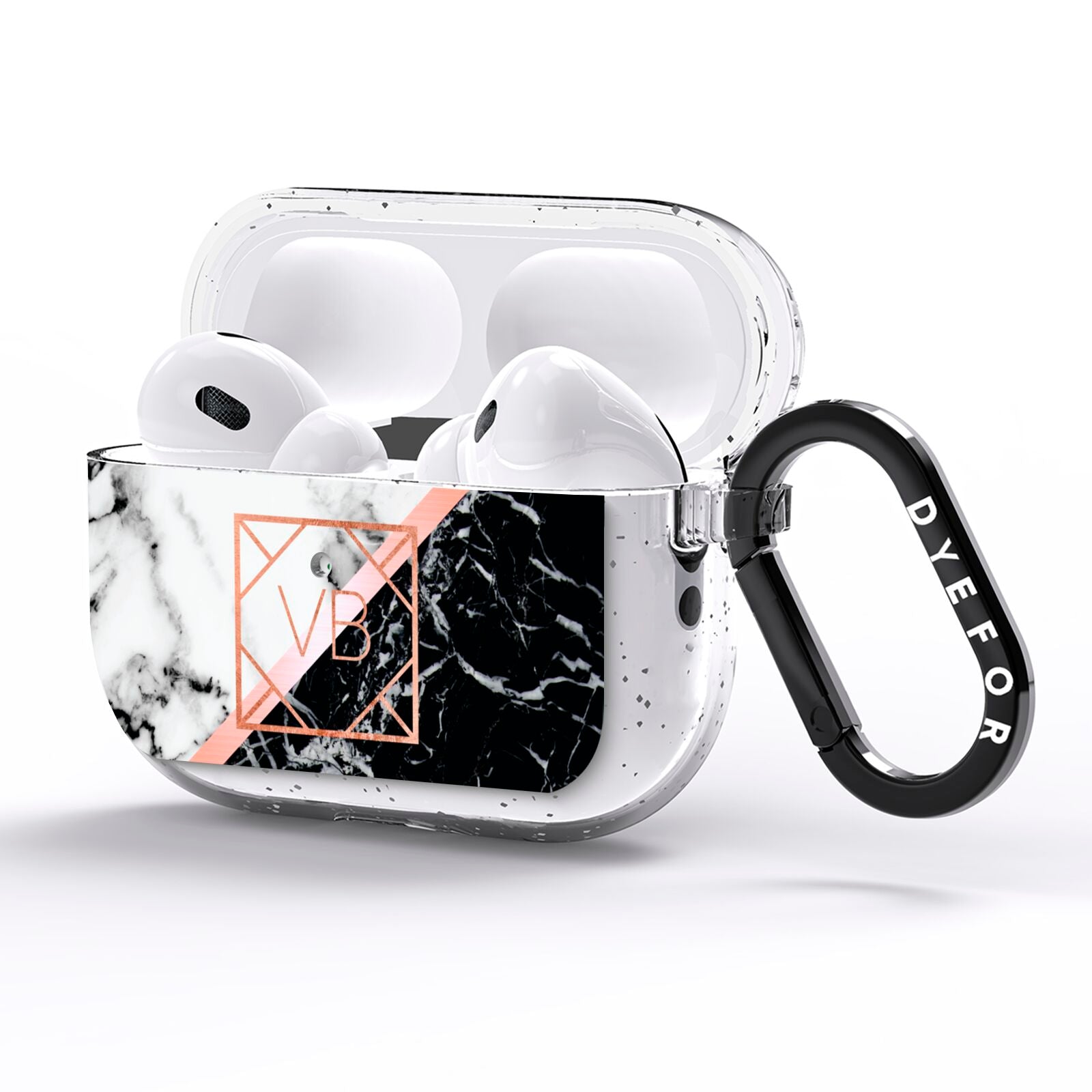 Personalised Rose Gold With Marble Initials AirPods Pro Glitter Case Side Image