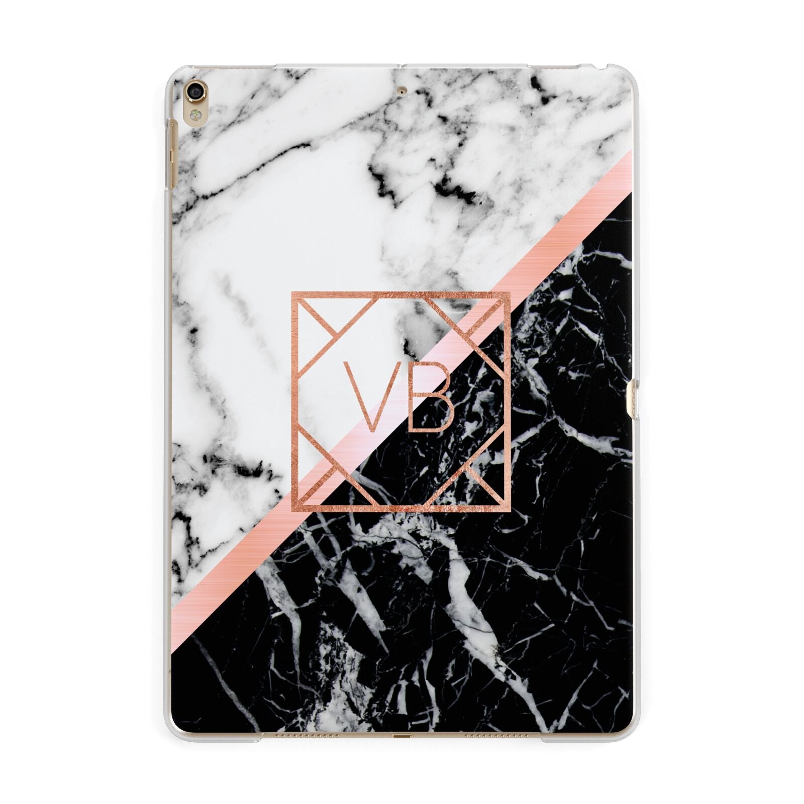 Personalised Rose Gold With Marble Initials Apple iPad Gold Case