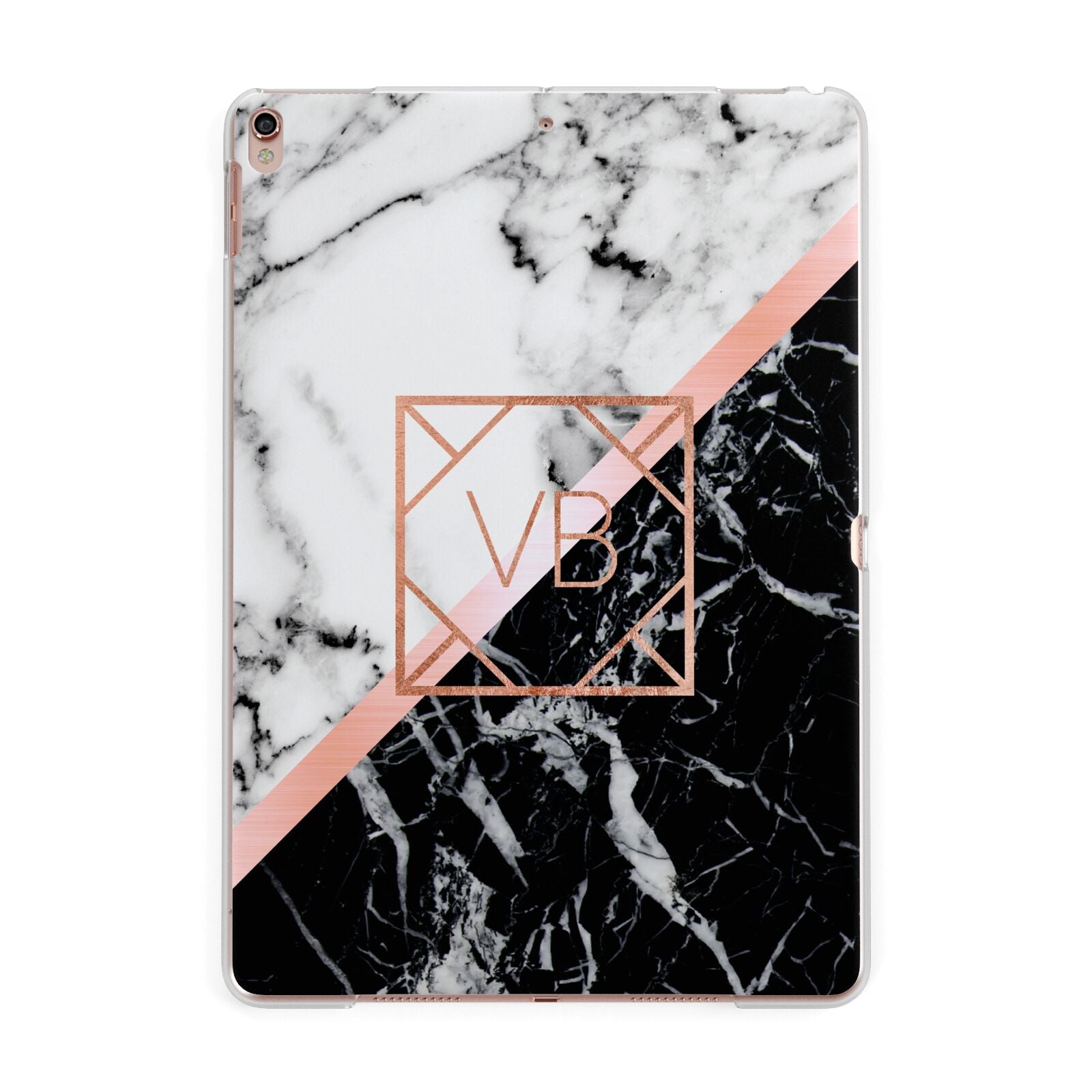 Personalised Rose Gold With Marble Initials Apple iPad Rose Gold Case