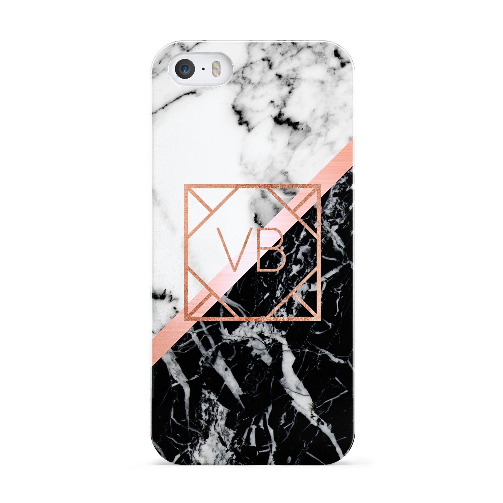 Personalised Rose Gold With Marble Initials Apple iPhone 5 Case