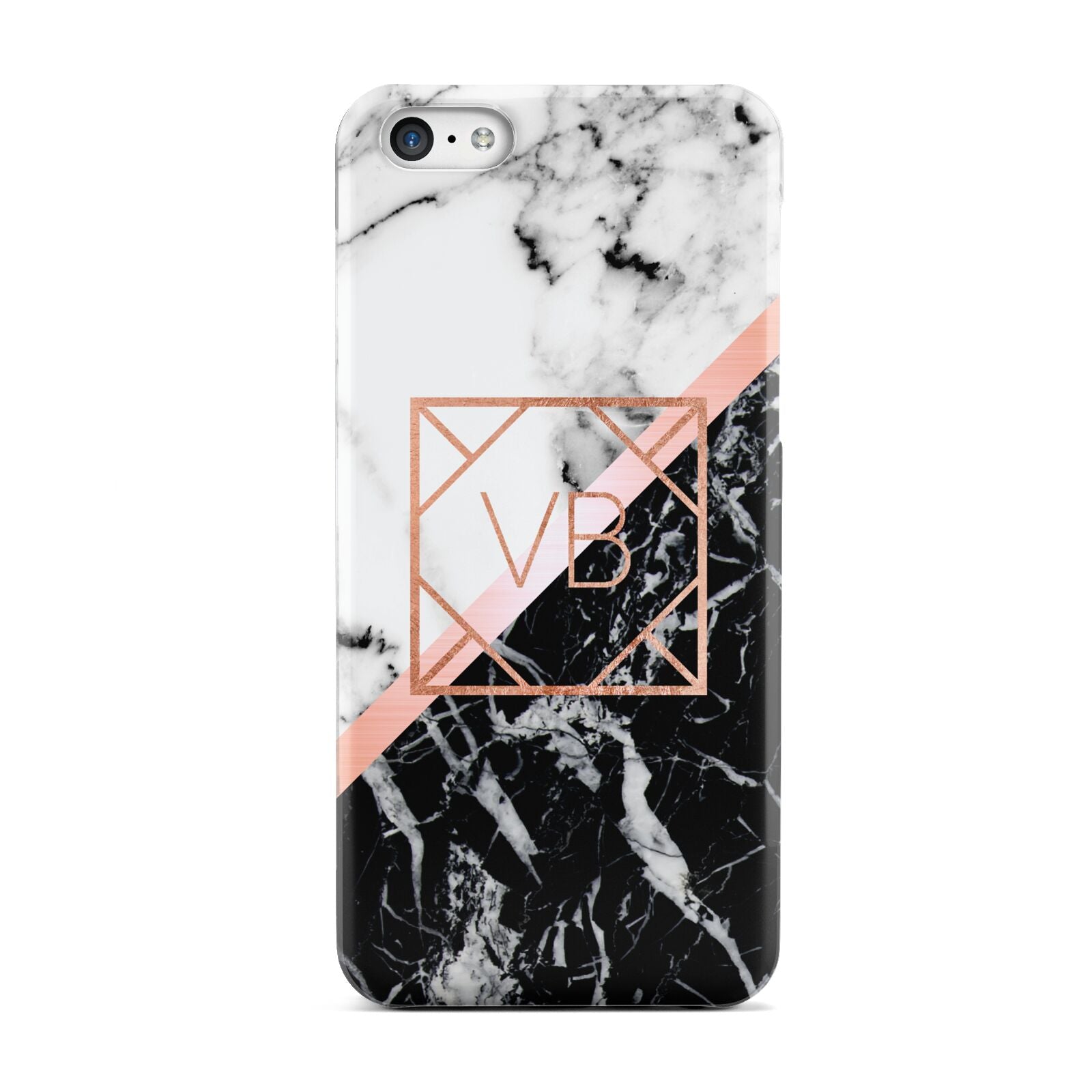 Personalised Rose Gold With Marble Initials Apple iPhone 5c Case