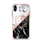 Personalised Rose Gold With Marble Initials Apple iPhone Xs Impact Case Pink Edge on Silver Phone