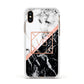 Personalised Rose Gold With Marble Initials Apple iPhone Xs Impact Case White Edge on Gold Phone