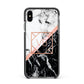 Personalised Rose Gold With Marble Initials Apple iPhone Xs Max Impact Case Black Edge on Black Phone