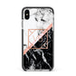 Personalised Rose Gold With Marble Initials Apple iPhone Xs Max Impact Case Black Edge on Silver Phone